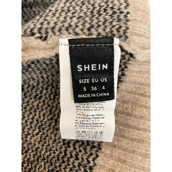 Shein Womens Beige Sweater With Black Bow Pattern & Decorative Buttons - Picture 6 of 7